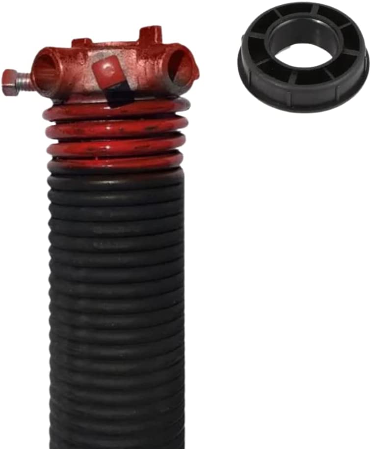 Garage Door Torsion Spring (225 x 1.75 x 27) | 1" Nylon Bushing | Right Hand Wound Replacement (Left Side) (Cone Color: Red)
