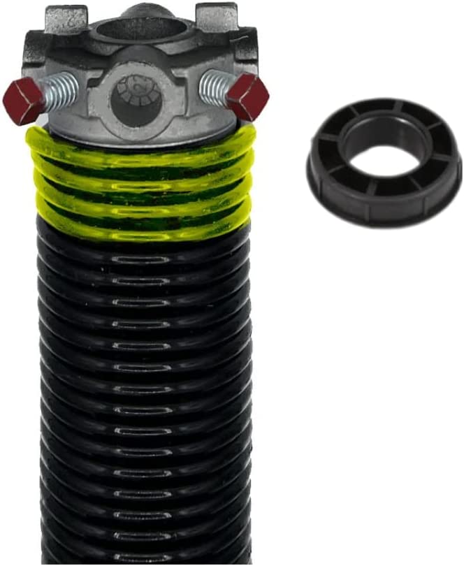 Garage Door Torsion Spring (207 x 1.75 x 31) | 1" Nylon Bushing | Left Hand Wound Replacement (Right Side) (Cone Color: Black)