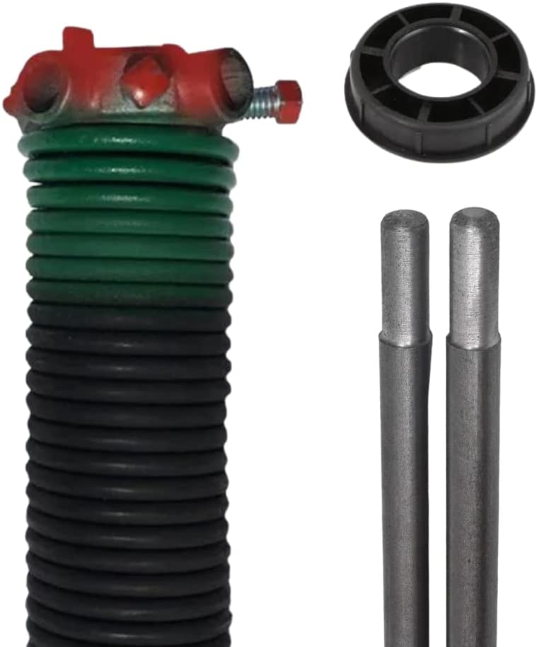 Garage Door Torsion Spring (243 x 1.75 x 33) | 1" Nylon Bushing + Winding Bars | Right Hand Wound Replacement (Left Side) (Cone Color: Red)