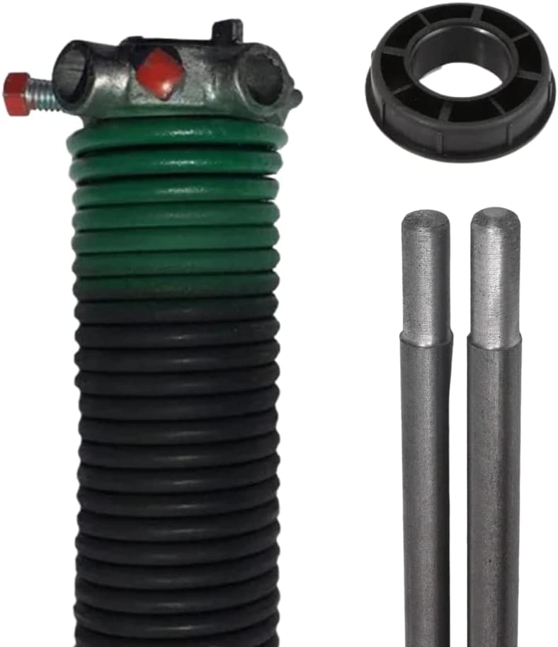 Garage Door Torsion Spring (243 x 1.75 x 33) | 1" Nylon Bushing + Winding Bars | Left Hand Wound Replacement (Right Side) (Cone Color: Black)