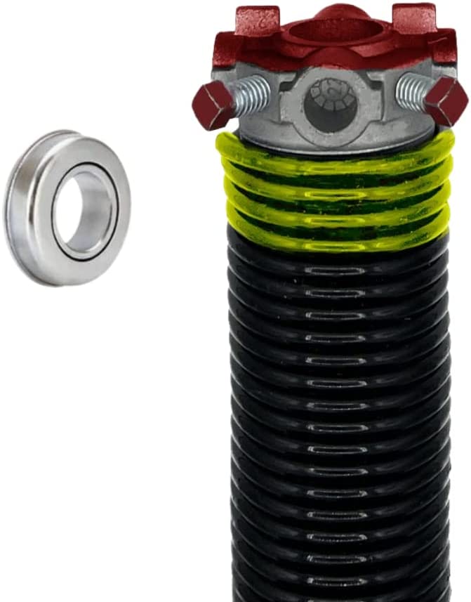 Garage Door Torsion Spring (207 x 1.75 x 23) | 1" ID Steel Bearing | Right Hand Wound Replacement (Left Side) (Cone Color: Red)