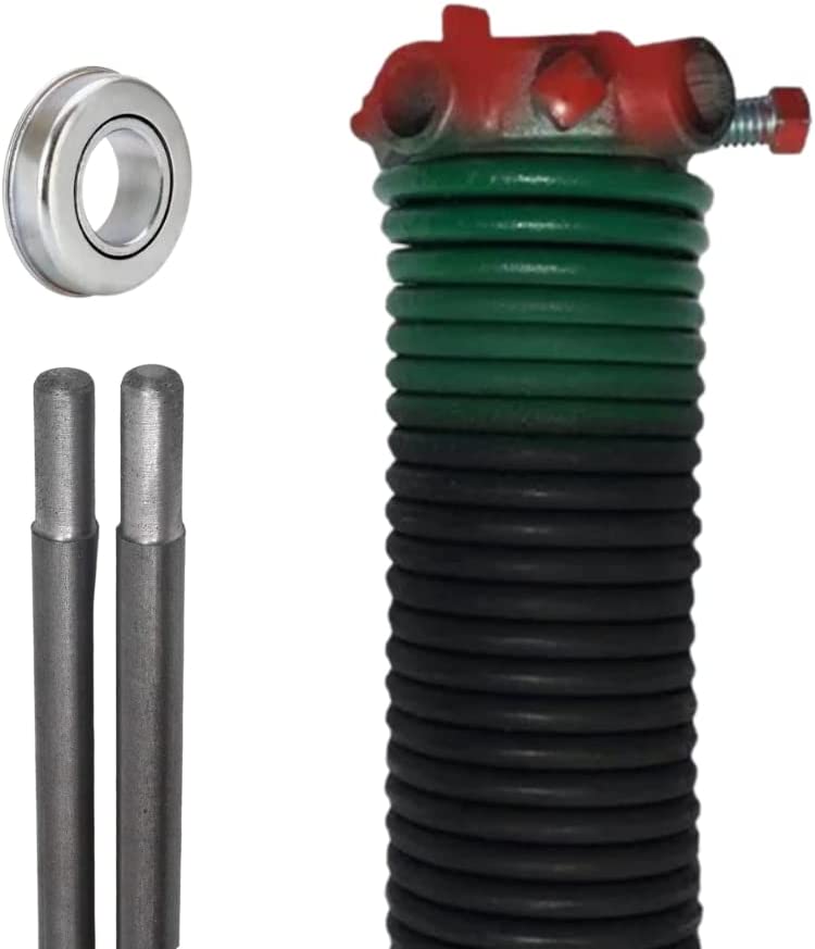 Garage Door Torsion Spring (243 x 1.75 x 33) | 1" Steel Bearing + Pair of Winding Bars | Right Hand Wound Replacement (Left Side) (Cone Color: Red)