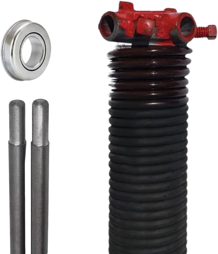 Garage Door Torsion Spring (234 x 1.75 x 29) | 1" Steel Bearing + Pair of Winding Bars | Right Hand Wound Replacement (Left Side) (Cone Color: Red)