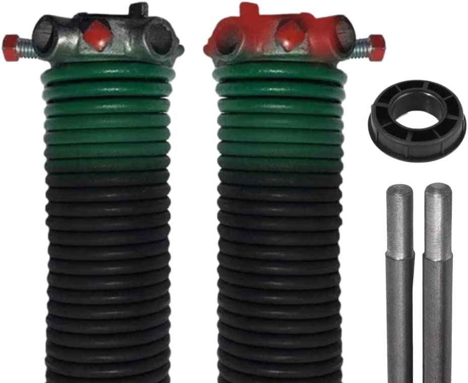 Garage Door Torsion Springs (243 x 1.75 x 33) | 1" Nylon Bushing + Winding Bars | Left and Right Hand Wound Replacement (Pair)