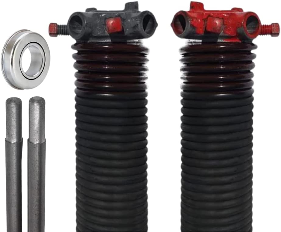 Garage Door Torsion Springs (234 x 1.75 x 29) | 1'' Steel Bearing + Winding Bars | Left and Right Hand Wound Replacement (Pair)