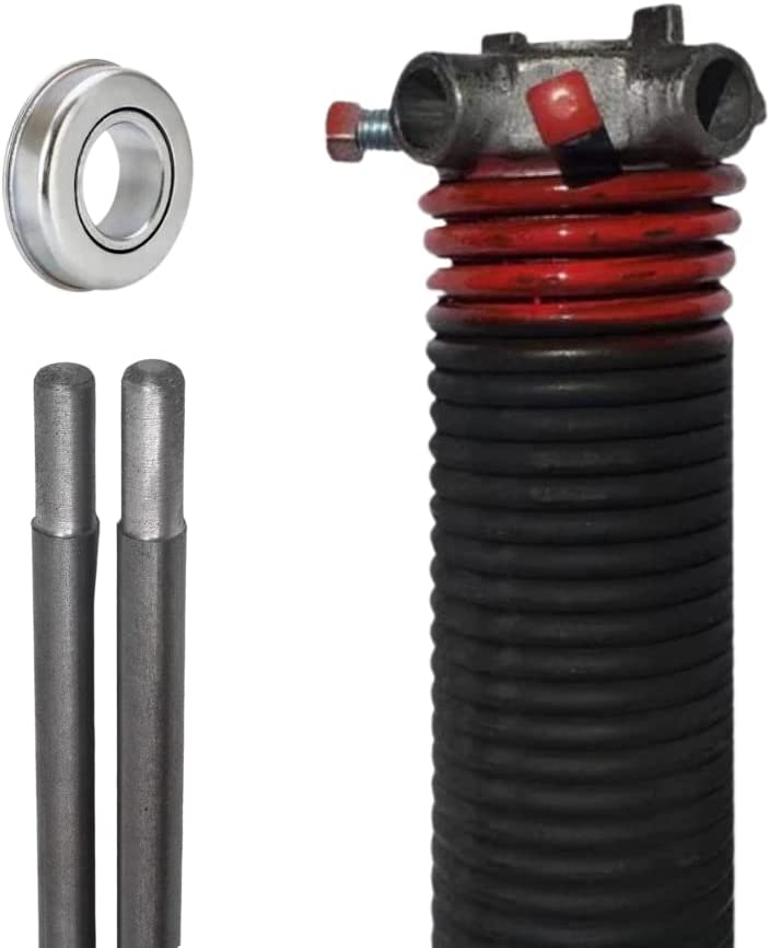 Garage Door Torsion Spring (225 x 1.75 x 27) | 1" Steel Bearing + Pair of Winding Bars | Left Hand Wound Replacement (Right Side) (Cone Color: Black)