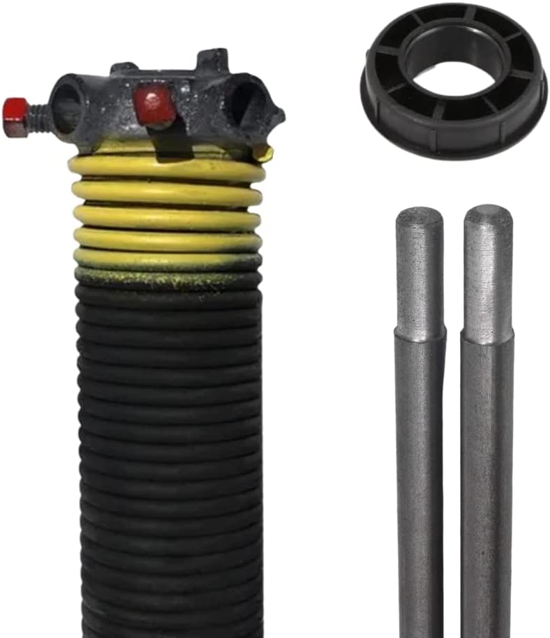 Garage Door Torsion Springs 207x1.75x23, Includes 1” Nylon Bushing and Winding Bars, Left Hand Wound Replacement for Right Side of Garage Doors (Color Cone: Black)