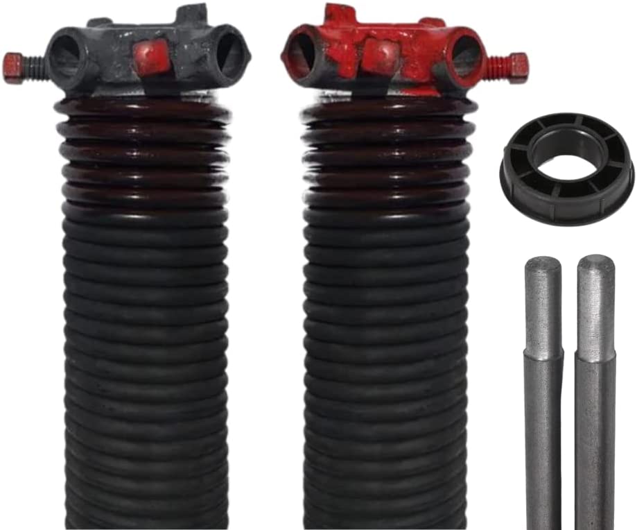 Garage Door Torsion Springs (234 x 1.75 x 29) | 1" Nylon Bushing + Winding Bars | Left and Right Hand Wound Replacement (Pair)