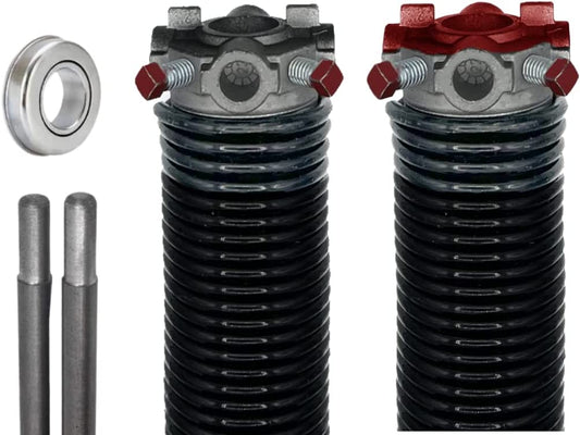 Alcan Garage Door Torsion Springs (218 x 1.75 x 26.25),1'' Steel Bearing + Winding Bars,Left and Right Hand Wound Replacement (Pair)