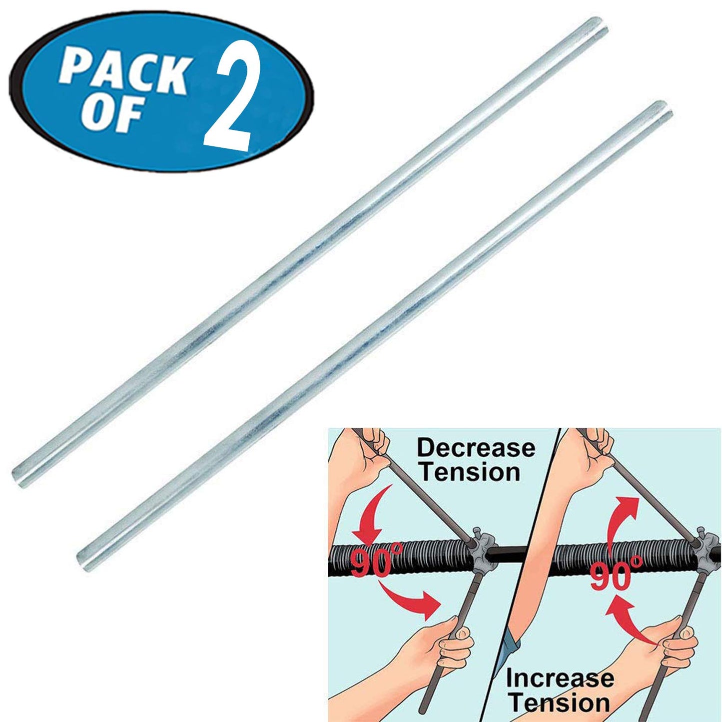 GDN Garage Door Winding Bars Pair (Hex)