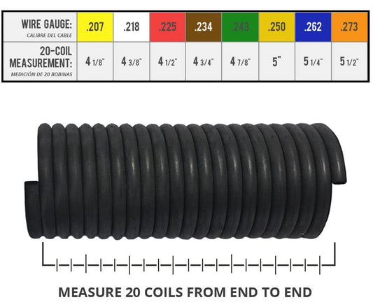 Garage Door Torsion Spring 262 x 1.75” x 38 (Right Wound Replacement) Left Side (Cone Color: Red)